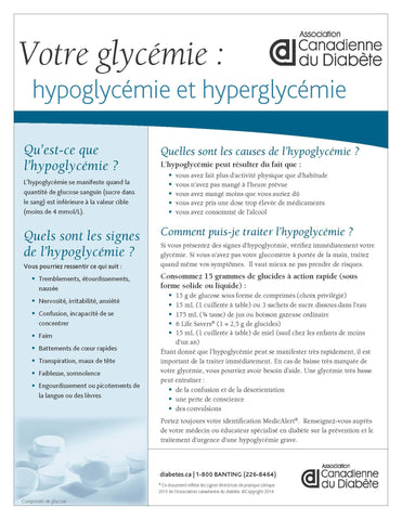 Votre glycémie: hypoglycémie et hyperglycémie