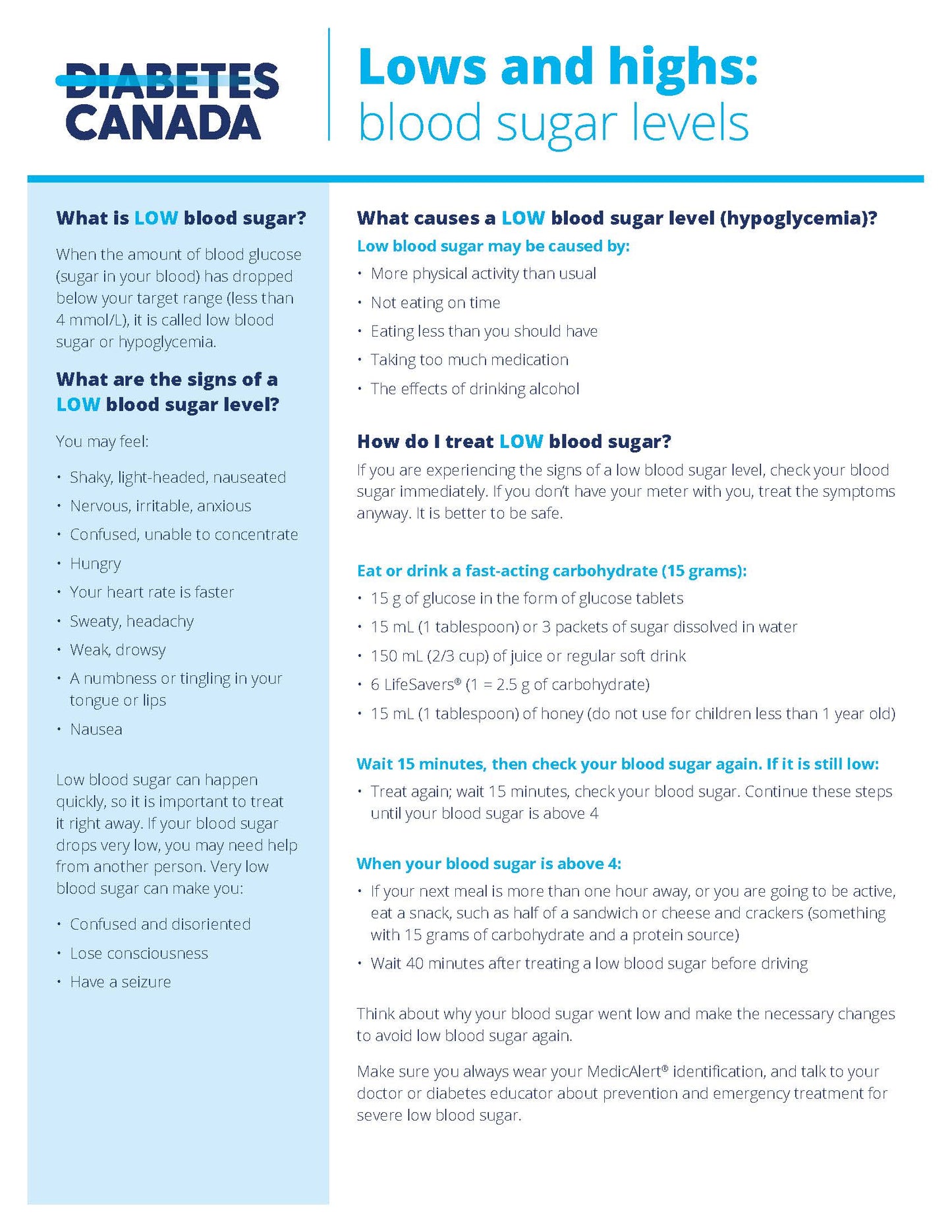 Lows and Highs: Blood Sugar Levels